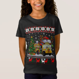 Camiseta Conductor de bus escolar reno Santa Hat Ugly Chris