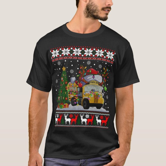 Camiseta Conductor de bus escolar reno Santa Hat Ugly Chris (Anverso)