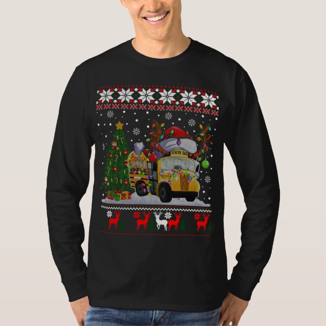 Camiseta Conductor de bus escolar reno Santa Hat Ugly Chris (Anverso)