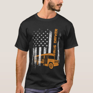 Camiseta Conductor de bus patriótico Bandera estadounidense