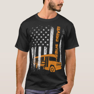 Camiseta Conductor de bus patriótico Bandera estadounidense