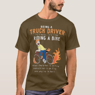 Camiseta Conductor de camión camionero le gusta montar bici