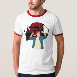 Camiseta Conductor de camión feliz con logística de camión 