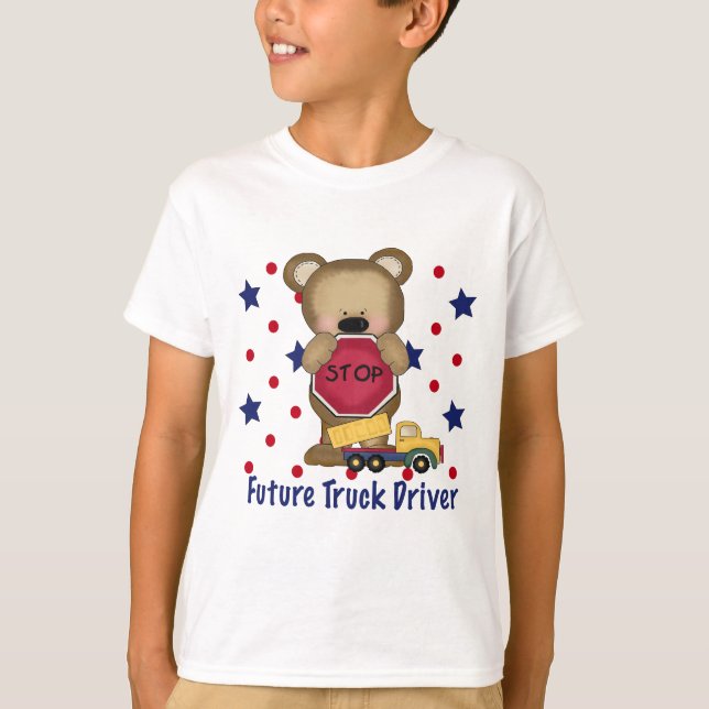 Camiseta Conductor de camión lindo del futuro del oso (Anverso)
