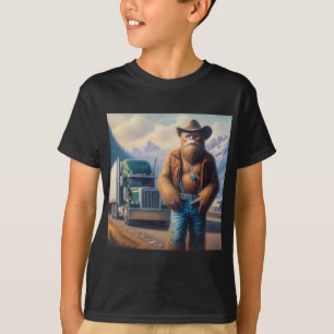 Camiseta Conductor de camiones de pie en bicicleta