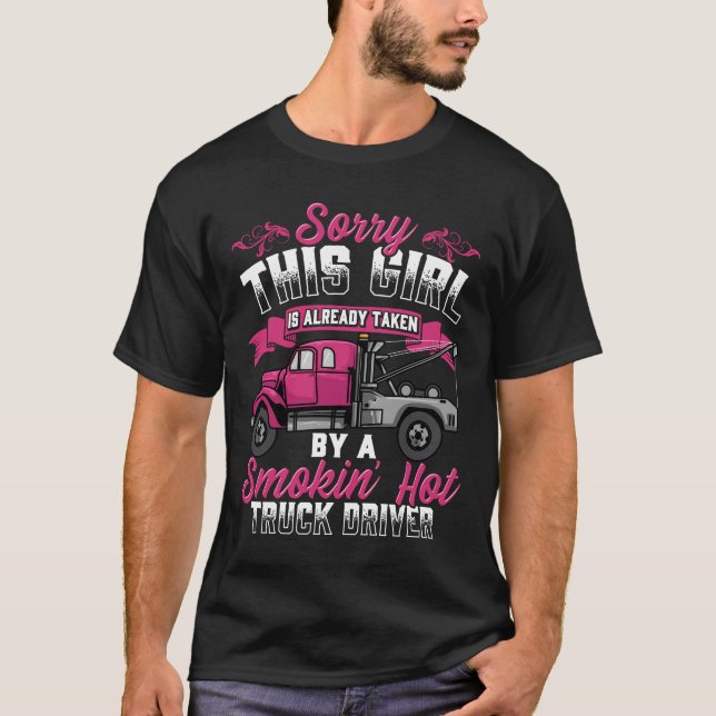 Camiseta Conductor de camiones de remolque Esposa Girlfrien (Anverso)