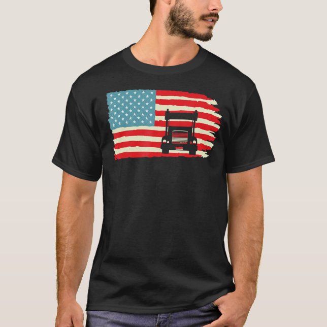 Camiseta Conductor de camiones norteamericano Patriótico Ba (Anverso)