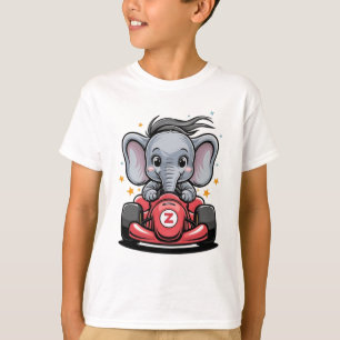 Camiseta Conductor de coche de carreras de elefante bebé li