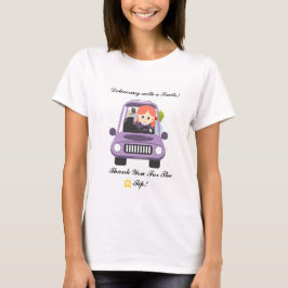 Camiseta Conductor De Entrega De La Mujer Coche Púrpura