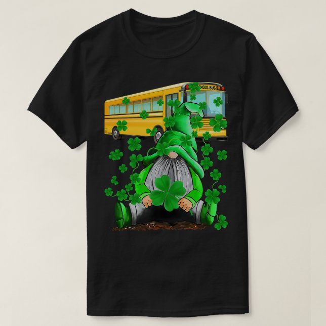 Camiseta Conductor De La Escuela Green Gnomes Y Shamrock St (Diseño del anverso)