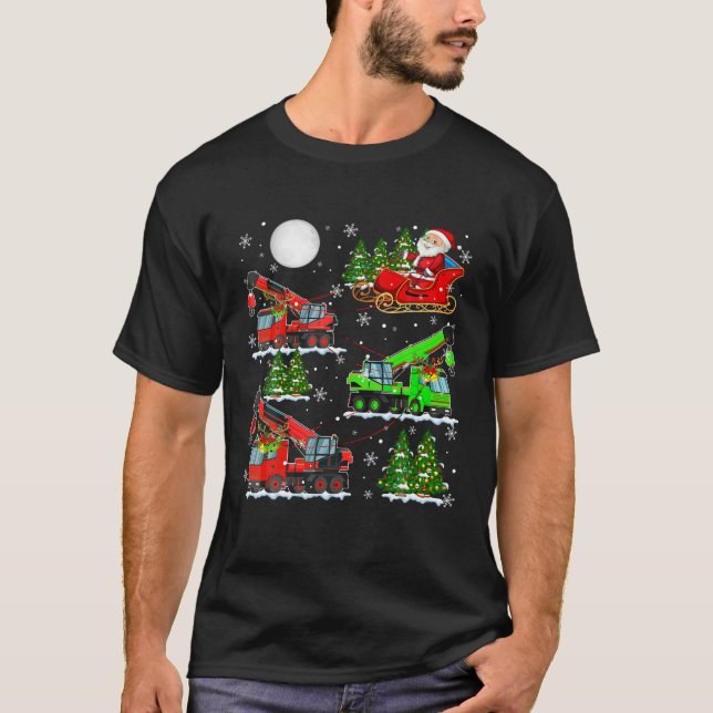 Camiseta Conductor de la grúa de reno de Santa Sleigh (Anverso)