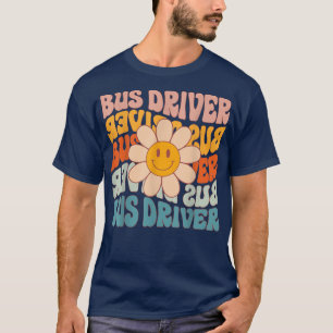 Camiseta Conductor Retro Daisy Groovy Colorful Bus First 10