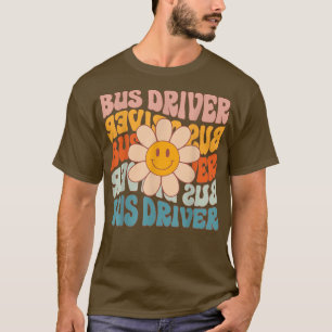 Camiseta Conductor Retro Daisy Groovy Colorful Bus First 10