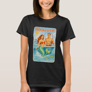 Camiseta Conectado Pesca Pin-Up Sirena Divertido Retro Pesc