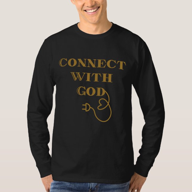 Camiseta Conectar con Dios Cita Bíblica Hombres Larga Manga (Anverso)