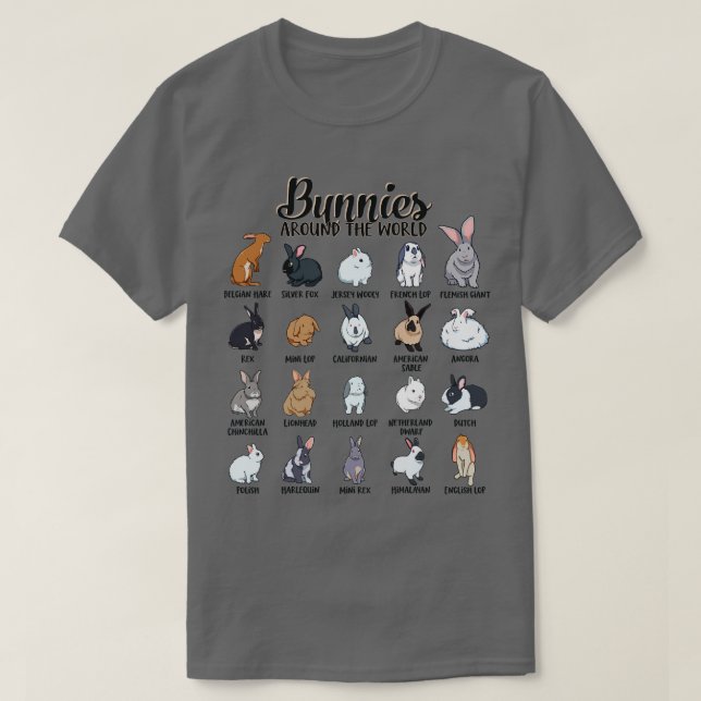 Camiseta Conejillos de todo el mundo Razas de conejo (Diseño del anverso)