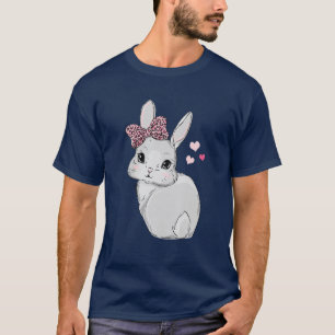 Camiseta Conejito Cuidadoso Con El Trama De Leopardo Corazó