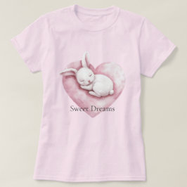 Camiseta Conejito de corazón rosa dulce almohada corazón