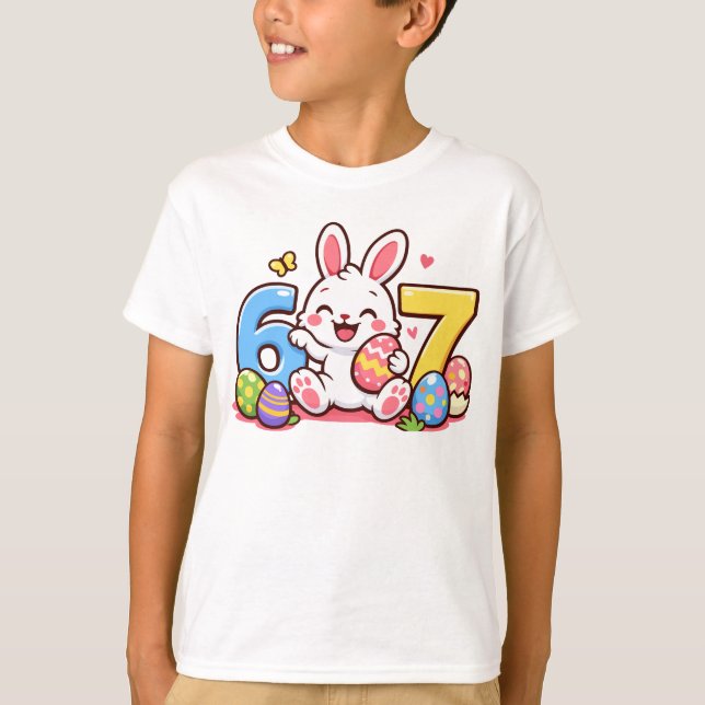 Camiseta Conejito de Pascua adorable niño 67 Meme (Anverso)
