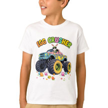 Conejito de pascua agitado conduce un camión monst