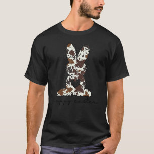 Camiseta Conejito de Pascua Feliz Impresión de Cuero de Vac