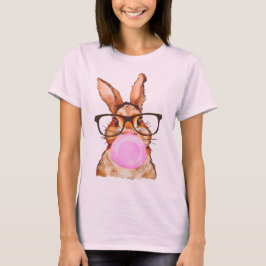 Camiseta Conejito de Pascua Gráfico en Rosa Pálido
