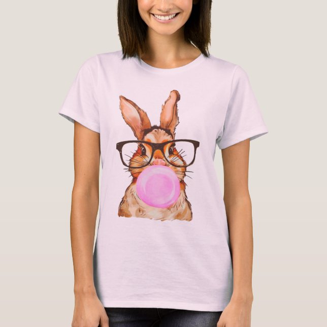 Camiseta Conejito de Pascua Gráfico en Rosa Pálido (Anverso)