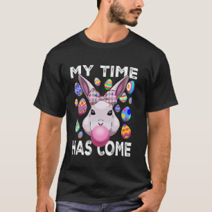 Camiseta Conejito de Pascua Soplando Chicle Coqueto Lazo Bo