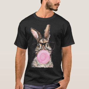 Camiseta Conejito Glases Chicle Día de Pascua Niñas Niños B
