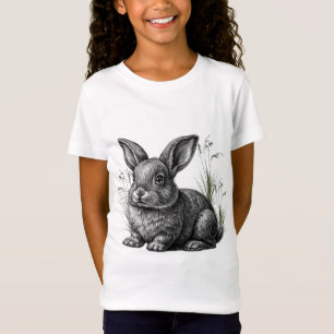 Camiseta Conejito gris lindo entre la hierba