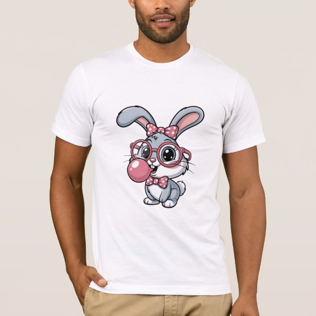 Camiseta Conejito Kawaii Lindo con Gafas (Anverso)
