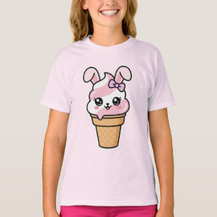 Camiseta Conejito Kawaii Lindo Cono de Helado Sonriendo Pas