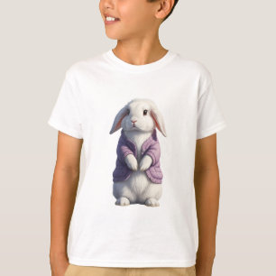Camiseta Conejito Lindo con Chaqueta Morada para Niños