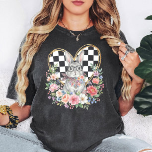 Camiseta Conejito Lindo Con Gafas Y Corazón Floral