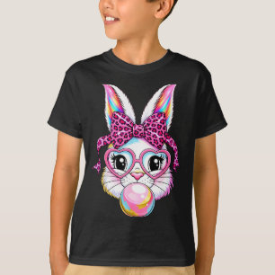 Camiseta Conejito lindo conejo cara leopardo coqueta gafas