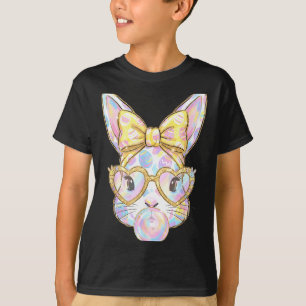 Camiseta Conejito lindo conejo cara tie dye gafas niña feli