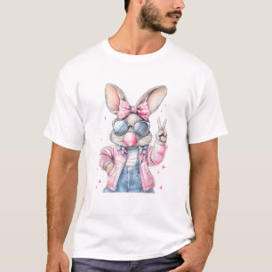 Camiseta Conejito lindo del día de Pascua soplando burbuja