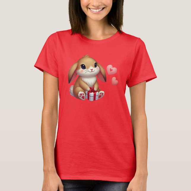 Camiseta Conejito lindo del día de San Valentín  (Anverso)