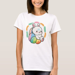 Camiseta Conejito Lindo Huevos de Pascua Arcoíris Dibujos A
