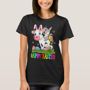 Camiseta Conejito Lindo Montando Vaca Huevo de Pascua Conej