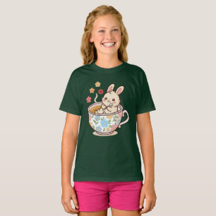Camiseta Conejito lindo relajándose en una taza de té flora