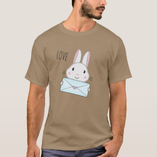 Camiseta Conejito lindo y adorable sosteniendo Carta de Amo