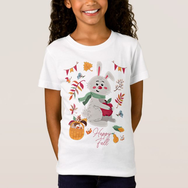 Camiseta Conejito otoñal lindo con texto personalizado (Anverso)