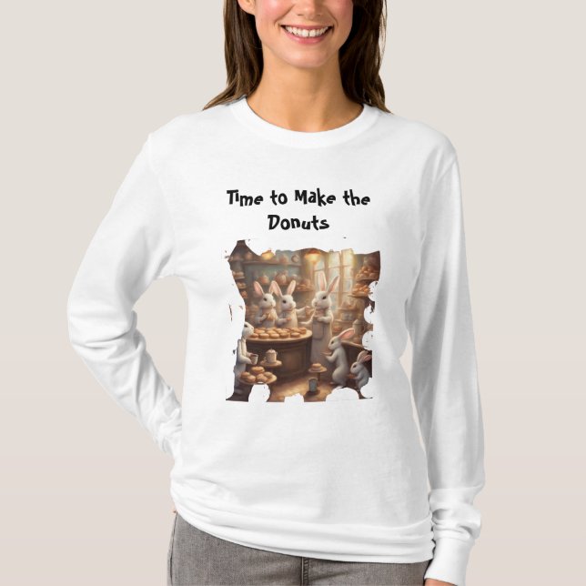 Camiseta Conejitos de panadería Hora de hacer las donas Grá (Anverso)