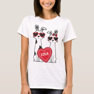 Camiseta Conejitos Lindos con Gafas de Corazón