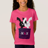 Conejitos Negros Y Blancos Adorables Con Monograma