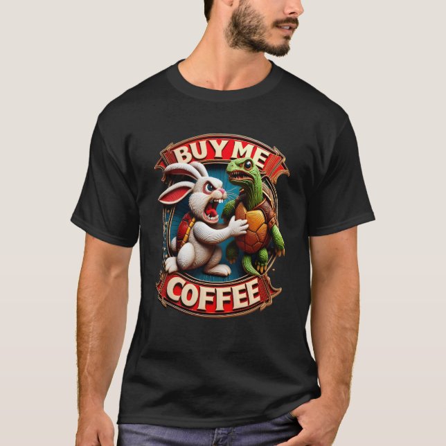 Camiseta Conejo acelera: ¡Cómprame Café! Comprarme Un Café (Anverso)