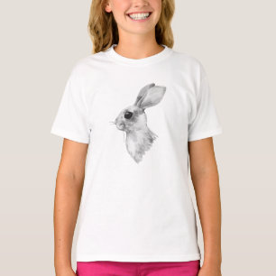 Camiseta Conejo. acuarela en blanco y negro