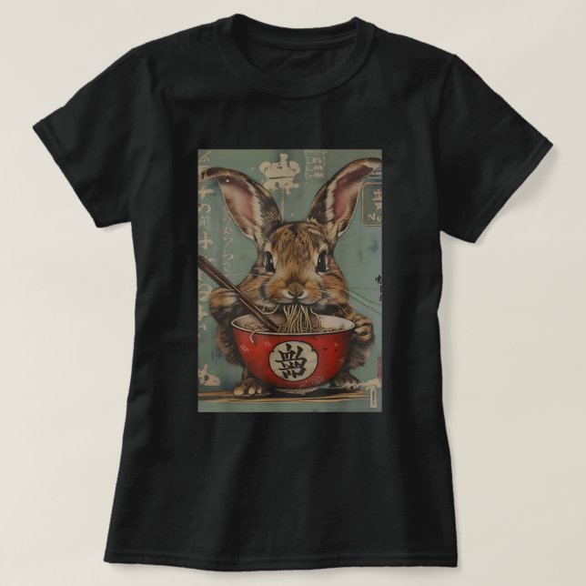 Camiseta Conejo Anime Kawaii Comiendo Ra Noodles Rabbit (Diseño del anverso)