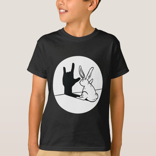 Camiseta Conejo Asl Mano Gesto Sordo Oído Aviso De Pérdida (Anverso)